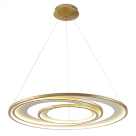 PENDENTE LED ZAHAL 3000K 98W BIVOLT Ø82X300CM METAL E ACRÍLICO DOURADO FOSCO | NORDECOR 2507 PENDENTE LED ZAHAL 3000K 98W BIVOLT Ø82X300CM METAL E ACRÍLICO DOURADO FOSCO | NORDECOR 2507
