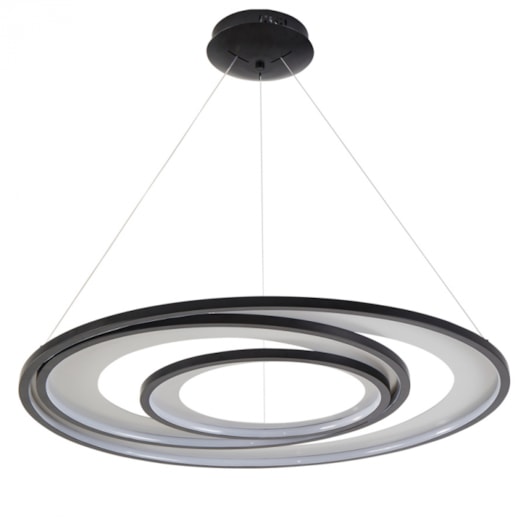 PENDENTE LED ZAHAL 3000K 98W BIVOLT Ø82X300CM METAL E ACRÍLICO PRETO | NORDECOR 2508 PENDENTE LED ZAHAL 3000K 98W BIVOLT Ø82X300CM METAL E ACRÍLICO PRETO | NORDECOR 2508