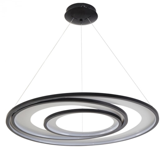 PENDENTE LED ZAHAL 3000K 98W BIVOLT Ø82X300CM METAL E ACRÍLICO PRETO | NORDECOR 2508