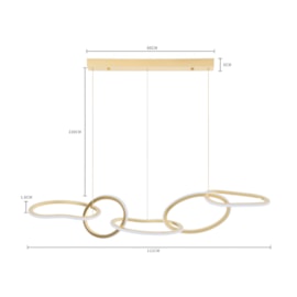 PENDENTE LED ZENA ORI 3000K 67W BIVOLT DOURADO FOSCO | NORDECOR 2597