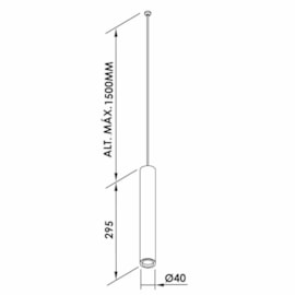 PENDENTE LISSE I MODULO MINI DICROICA LED 50W 40X295MM 3M CABO | NEWLINE MO03013Y