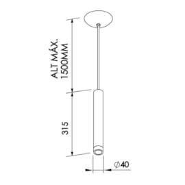 PENDENTE LISSE II 1 MINI DICROICA DIAM. 40X315MM 5M CABO | NEWLINE420X