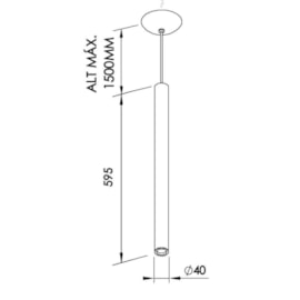 PENDENTE LISSE MINI DICROICA DIAM 40,5X595MM 3M CABO | NEWLINE435Y