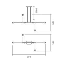 PENDENTE LONG 60X95X50CM ALUMÍNIO E VIDRO | SPOTLINE 743/6