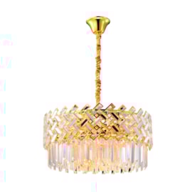 PENDENTE LOR REDONDO Ø60X26CM CRISTAL E METAL TRANSPARENTE E DOURADO | SKYLIGHT SKY-4005 PENDENTE LOR REDONDO Ø60X26CM CRISTAL E METAL TRANSPARENTE E DOURADO | SKYLIGHT SKY-4005