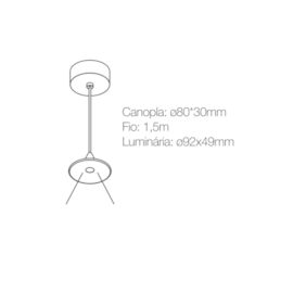 PENDENTE MINI DISK PRETO 7W 3000K | ROMALUX P0034 PENDENTE MINI DISK PRETO 7W 3000K | ROMALUX P0034