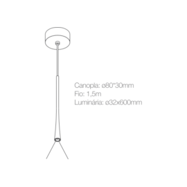 PENDENTE MINI TUBE M PRETO 7W 3000K | ROMALUX P0044 PENDENTE MINI TUBE M PRETO 7W 3000K | ROMALUX P0044