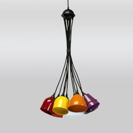 PENDENTE MIX CACHO COLORIDO PINTURA AÇO/ALUMÍNIO | GOLDEN-ART T205-10PI