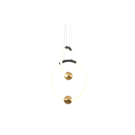 PENDENTE MONDO LED 3000K 30W 30 + 40CM 43X30X58CM METAL ACRÍLICO PRETO E DOURADO  | BELLA ILUMINAÇÃO KA004 PENDENTE MONDO LED 3000K 30W 30 + 40CM 43X30X58CM METAL ACRÍLICO PRETO E DOURADO  | BELLA ILUMINAÇÃO KA004