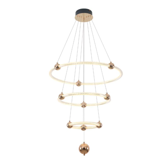 PENDENTE MONDO LED 3000K 71W 70+50+30x7CM METAL ACRÍLICO DOURADO  | BELLA ILUMINAÇÃO KA002 PENDENTE MONDO LED 3000K 71W 70+50+30x7CM METAL ACRÍLICO DOURADO  | BELLA ILUMINAÇÃO KA002