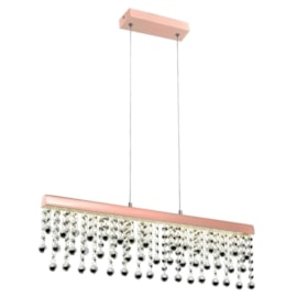 PENDENTE MUNIQUE 61,5X10X17CM LED 12W 4000K ALUMÍNIO COBRE E CRISTAL | STUDIOLUCE WHITE QPD1277-CO