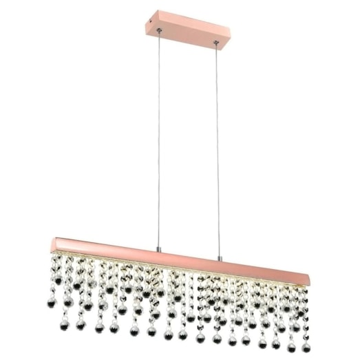 PENDENTE MUNIQUE 61,5X10X17CM LED 12W 4000K ALUMÍNIO COBRE E CRISTAL | STUDIOLUCE WHITE QPD1277-CO