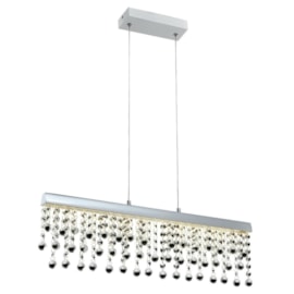 PENDENTE MUNIQUE 61,5X10X17CM LED 12W 4000K ALUMÍNIO CROMADO E CRISTAL | STUDIOLUCE WHITE QPD1277-CR