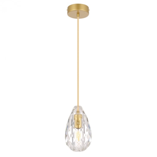 PENDENTE NITT Ø10X14CM CRISTAL E METAL OURO FOSCO | NORDECOR 2587 PENDENTE NITT Ø10X14CM CRISTAL E METAL OURO FOSCO | NORDECOR 2587