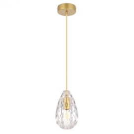 PENDENTE NITT Ø10X14CM CRISTAL E METAL OURO FOSCO | NORDECOR 2587 PENDENTE NITT Ø10X14CM CRISTAL E METAL OURO FOSCO | NORDECOR 2587