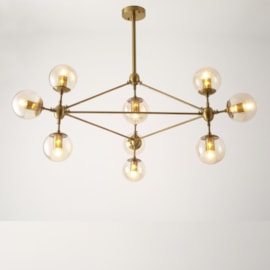 PENDENTE NÓRDICO JABUTICABA 46X100CM METAL E VIDRO DOURADO | NORDECOR 2070