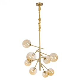 PENDENTE NÓRDICO JABUTICABA Ø58X95CM METAL E VIDRO DOURADO | NORDECOR 2073
