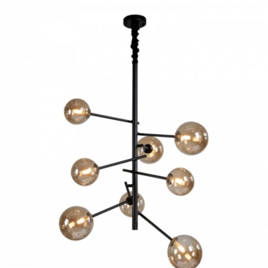 PENDENTE NÓRDICO JABUTICABA Ø58X95CM METAL E VIDRO PRETO | NORDECOR 2074