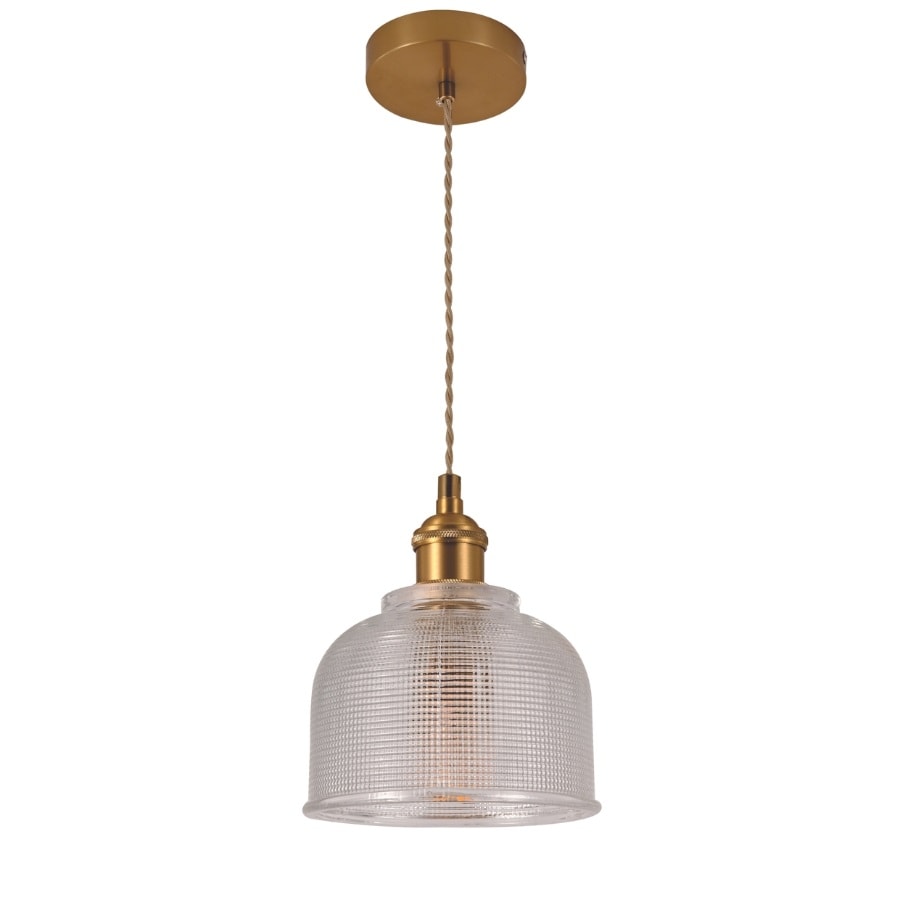 PENDENTE Ø15X11CM METAL E VIDRO BRONZE E TRANSPARENTE | SINDORA
