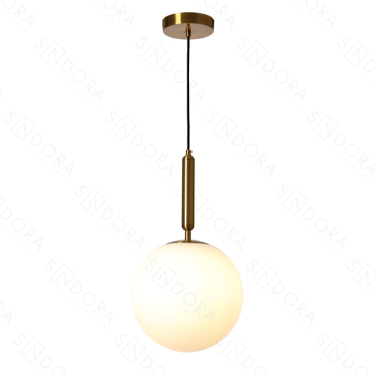 PENDENTE Ø20CM METAL E VIDRO BRONZE E BRANCO | SINDORA ILUMINAÇÃO DCD04025