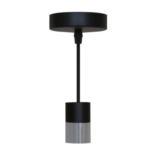 PENDENTE Ø4X7CM ALUMÍNIO CROMADO E PRETO | ROMALUX P0019 PENDENTE Ø4X7CM ALUMÍNIO CROMADO E PRETO | ROMALUX P0019