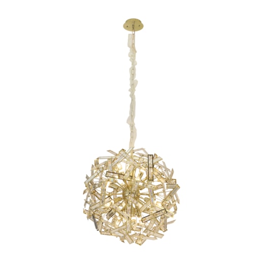 PENDENTE Ø65CM CRISTAL E METAL DOURADO | SINDORA ILUMINAÇÃO DCD01219