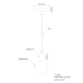 PENDENTE OFF FIO LONADO 1M MADEIRA | GOLDEN-ART T1000MD PENDENTE OFF FIO LONADO 1M MADEIRA | GOLDEN-ART T1000MD