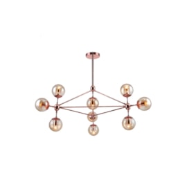 PENDENTE ORBE METAL E VIDRO COBRE E CHAMPANHE 10XE27 | BELLA ILUMINAÇÃO OP056R PENDENTE ORBE METAL E VIDRO COBRE E CHAMPANHE 10XE27 | BELLA ILUMINAÇÃO OP056R