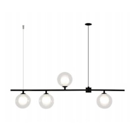 PENDENTE ORBIT 4 ESFERAS TRANSPARENTES 4XG9 90X12X28CM ALUMÍNIO PRETO | STUDIOLUCE WHITE PDH1539TRPT