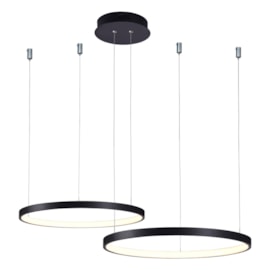 PENDENTE ORLO MIX 2 AROS Ø400+Ø500X1500 LED 45W 3000K1960 LM BIVOLT PRETO | USINA IMPORTS UI20006/4050PT