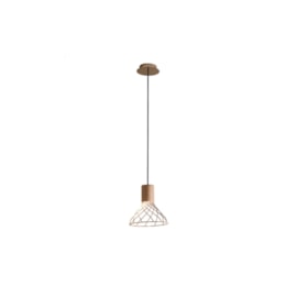 PENDENTE ORO ARAMADO Ø19X19,5CM METAL E MADEIRA DOURADO E MARROM | BELLA ILUMINAÇÃO ML012
