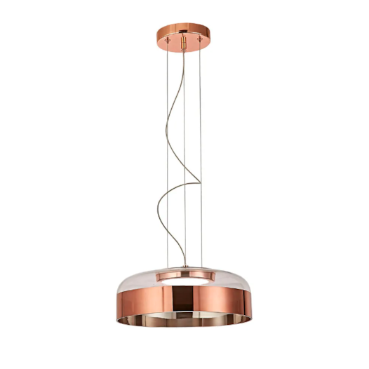 PENDENTE OTTO LED 15W 31,5CM METAL E VIDRO COBRE E TRANSPARENTE | BELLA ILUMINAÇÃO JO007E