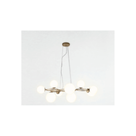 PENDENTE OXALÁ METAL E VIDRO DOURADO E BRANCO 9XG9 | BELLA ILUMINAÇÃO RE010LW PENDENTE OXALÁ METAL E VIDRO DOURADO E BRANCO 9XG9 | BELLA ILUMINAÇÃO RE010LW