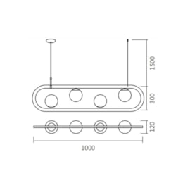 PENDENTE PÊNDULO HORIZONTAL 30X100X12CM ALUMÍNIO E VIDRO | SPOTLINE 778/4