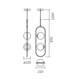 PENDENTE PÊNDULO VERTICAL 85X21X12CM ALUMÍNIO E VIDRO | SPOTLINE 778/2