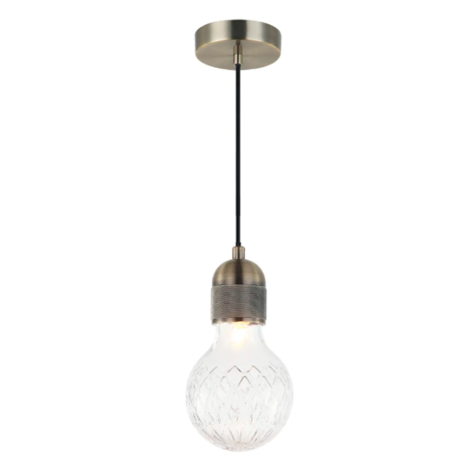 PENDENTE PETIT 1XG9 BIVOLT 9,3X18,5CM METAL E VIDRO BRONZE E TRANSPARENTE | BELLA ILUMINAÇÃO OP053