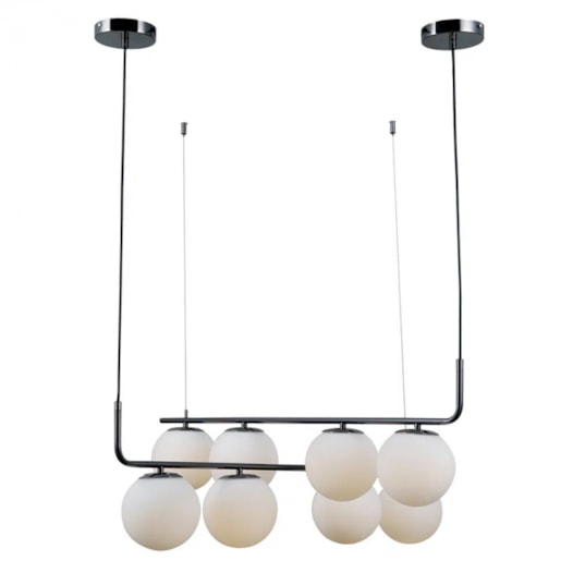 PENDENTE PETIT POA METAL E VIDRO PRETO E BRANCO 8XE27 | BELLA ILUMINAÇÃO SQ003B PENDENTE PETIT POA METAL E VIDRO PRETO E BRANCO 8XE27 | BELLA ILUMINAÇÃO SQ003B