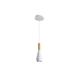 PENDENTE PITUCO CÔNICO Ø9X26CM METAL DOURADO E BRANCO | BELLA ILUMINAÇÃO ML016GW