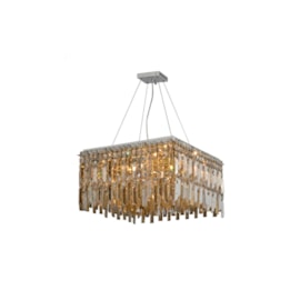 PENDENTE/PLAFON AMSTERDÃ METAL E CRISTAL CHAMPANHE 8XG9 | HEVVY 0651 SL-5647/H8