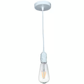 PENDENTE PLOT 1XE27 BIVOLT 5X9CM METAL BRANCO | BELLA ILUMINAÇÃO CH001B