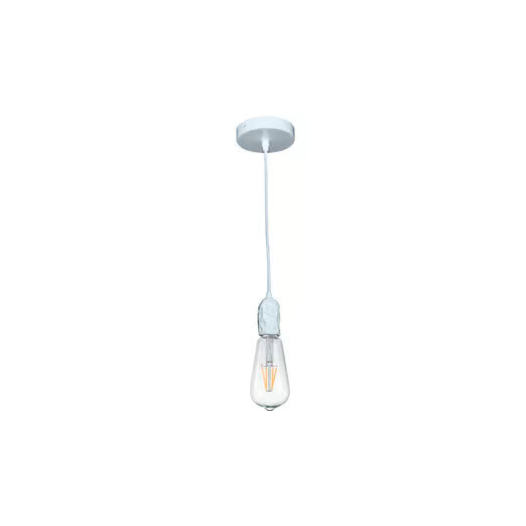 PENDENTE PLOT 1XE27 BIVOLT 5X9CM METAL BRANCO | BELLA ILUMINAÇÃO CH001B