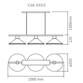 PENDENTE QUEENS 3L E27 100CM | SPOTLINE 633/3 PENDENTE QUEENS 3L E27 100CM | SPOTLINE 633/3