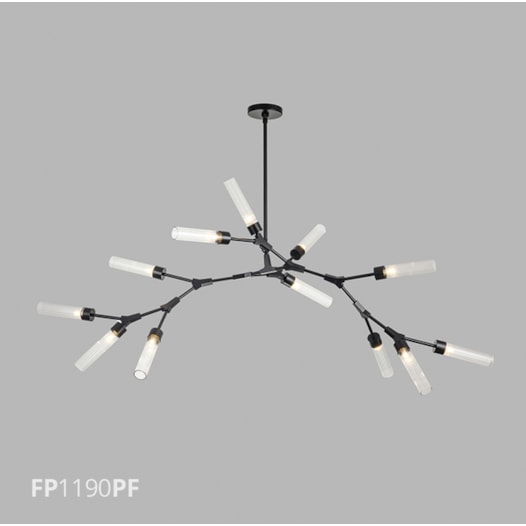 PENDENTE RAMI 10X G9 203X60CM METAL PRETO FOSCO/VIDRO TRANSPARENTE | FLAVO FP1190PF PENDENTE RAMI 10X G9 203X60CM METAL PRETO FOSCO/VIDRO TRANSPARENTE | FLAVO FP1190PF