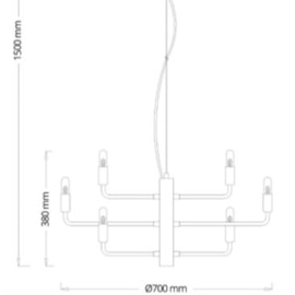 PENDENTE RAMI 18X E14 Ø70X150CM METAL PRETO PEROLIZADO | FLAVO FP1170PP PENDENTE RAMI 18X E14 Ø70X150CM METAL PRETO PEROLIZADO | FLAVO FP1170PP