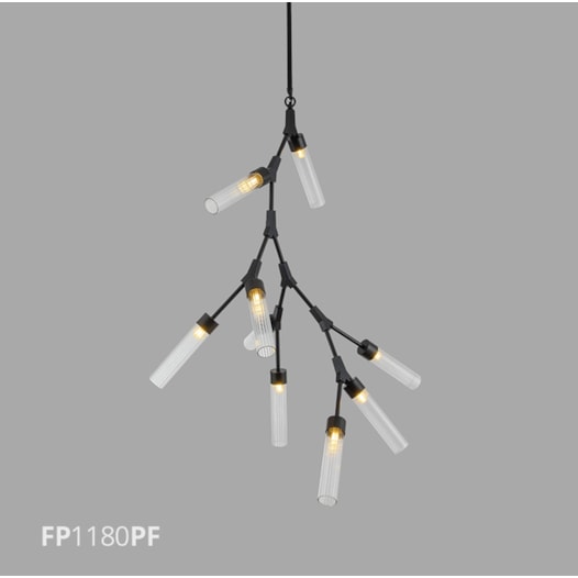 PENDENTE RAMI 9X G9 90X258CM METAL PRETO FOSCO/VIDRO TRANSPARENTE | FLAVO FP1180PF PENDENTE RAMI 9X G9 90X258CM METAL PRETO FOSCO/VIDRO TRANSPARENTE | FLAVO FP1180PF