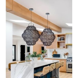 PENDENTE RATTAN MOON BLACK 40X40CM | BIASÁ 20697B PENDENTE RATTAN MOON BLACK 40X40CM | BIASÁ 20697B