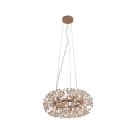 PENDENTE REDONDO Ø60X28CM CRISTAL E ALUMÍNIO ROSÊ | SINDORA ILUMINAÇÃO DCD01244