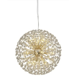 PENDENTE REDONDO Ø80CM CRISTAL E METAL DOURADO | SINDORA ILUMINAÇÃO DCD01223