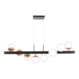 PENDENTE RETANGULAR 8XG9 32X100X32CM METAL E VIDRO | OLD ARTISAN PD-5317 PENDENTE RETANGULAR 8XG9 32X100X32CM METAL E VIDRO | OLD ARTISAN PD-5317