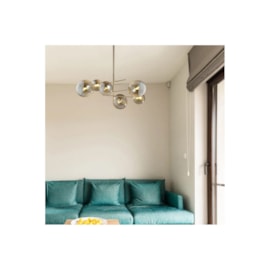 PENDENTE RIO METAL E VIDRO NÍQUEL E FUMÊ 6XG9 | BELLA ILUMINAÇÃO RZ002